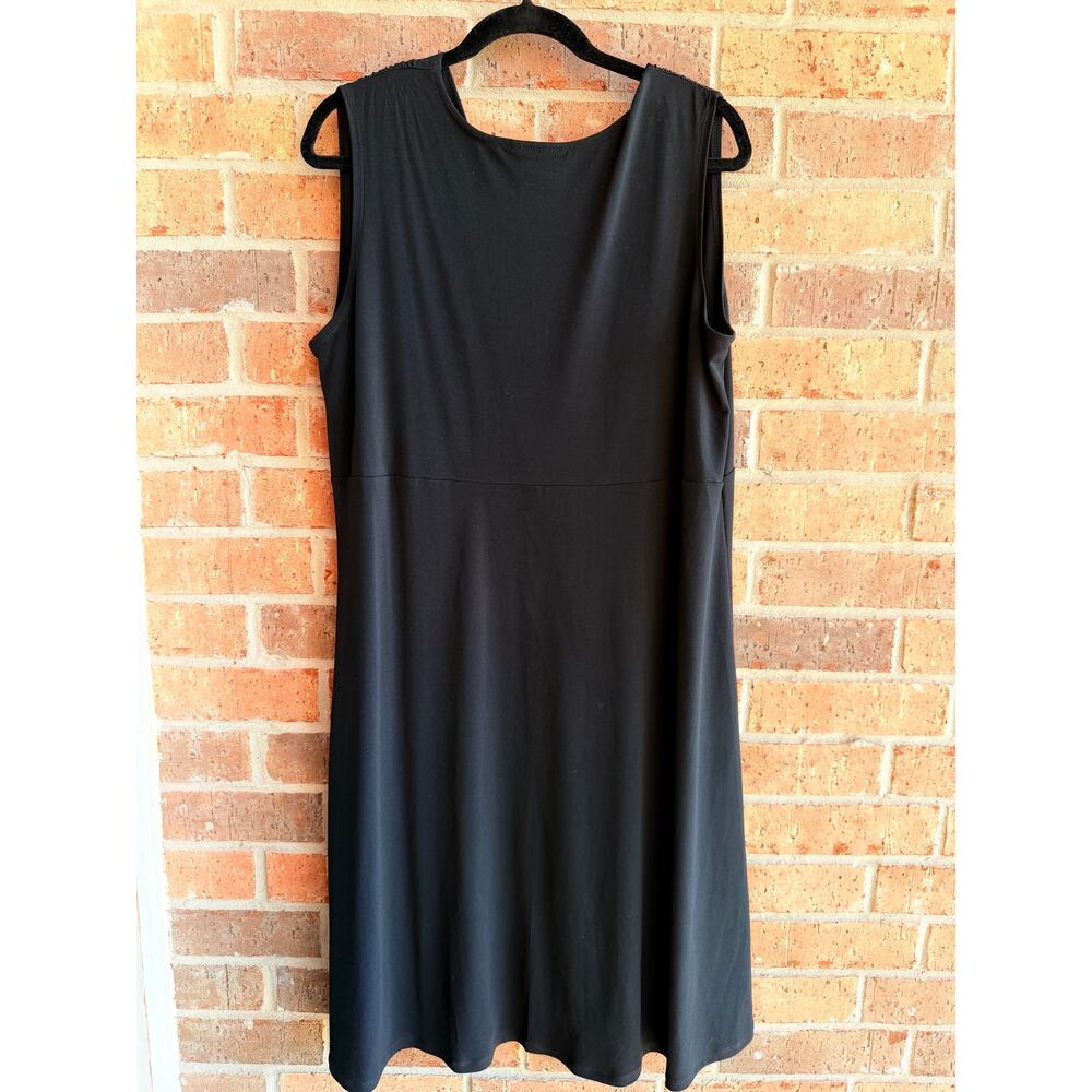 JMS Easy Dressing Womens Black V-Neck Stretch Sleeveless Wrap Mini Dress Size 2X - Picture 2 of 3